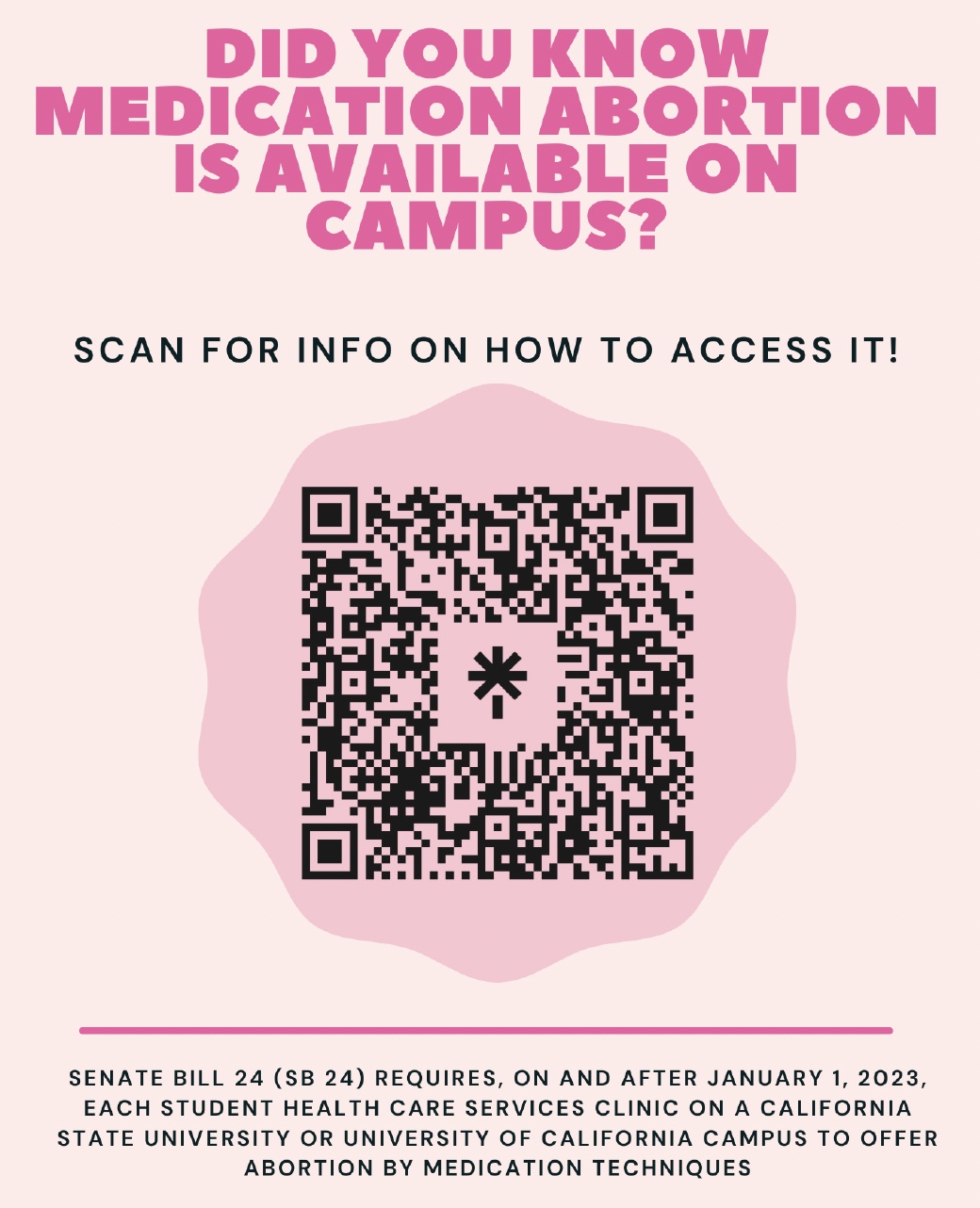 Medication Abortion Available on Campus Flyer